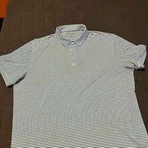 Mizzen + Main Versa Polo - Blue/White Stripe XL